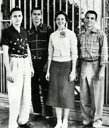 CLASS OFFICERS, June, 1956, L to R
President, Richard Royds
Vice-President, Bill Moore
Secretary, Joan Baker
Treasurer, David Abright 